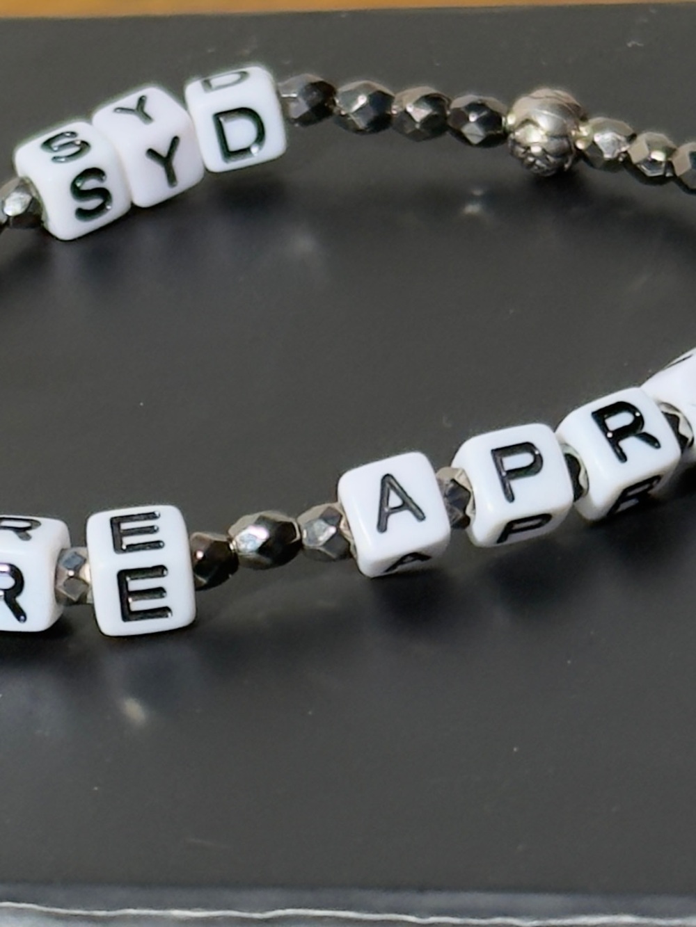 Handmade Black & White Letter Bead Bracelet - Personalized Style